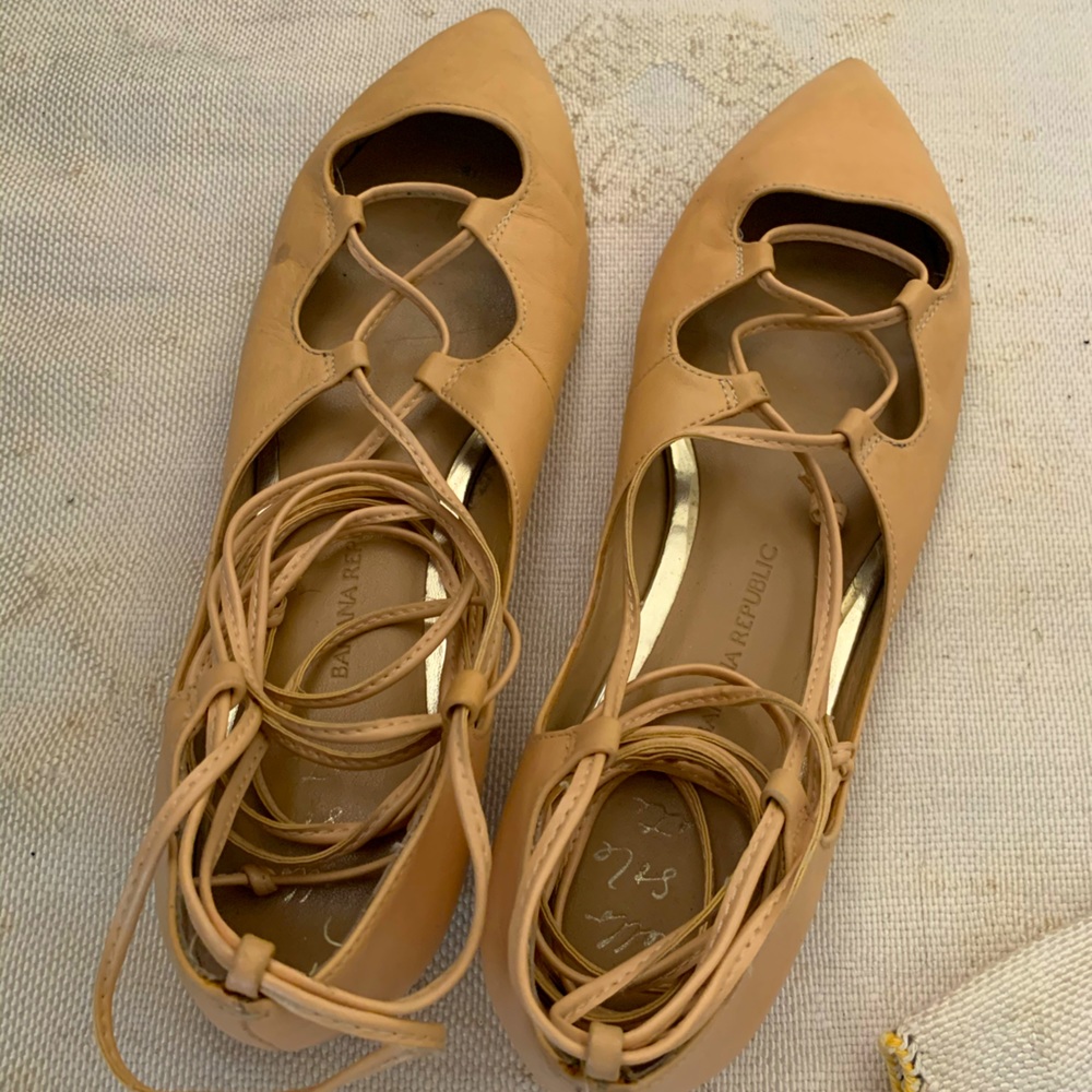 Strappy lace up flats